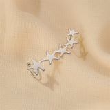 Minimalist Star Heart Clover Charm Long Ear Cuff Climb Feather Stud - Vico Rena