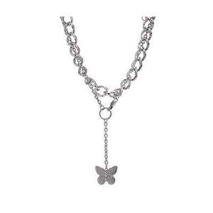 Butterfly Pendant Necklace Trendy Metal Chain Double - Vico Rena