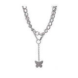 Butterfly Pendant Necklace Trendy Metal Chain Double - Vico Rena