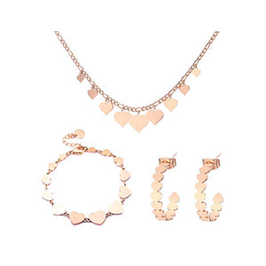 Stainless Steel Jewelry Multi Heart Necklace Sets Earrings Bracelet Ring - Vico Rena