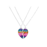 Shiny Jewellery 2 Piece Necklace Sets Heart-shaped Stitching Pendant Chain stainless steel