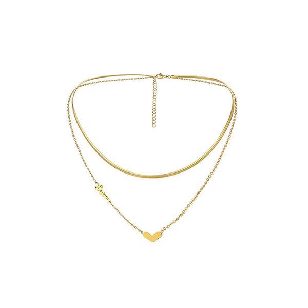 2 Layer Heart Shape Necklaces for Women Gold Chain Charm - Vico Rena