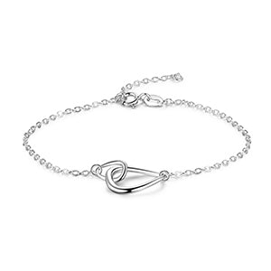Shiny Jewellery 925 Sterling Silver Bracelet Interlocked Double Water Drop Bracelets