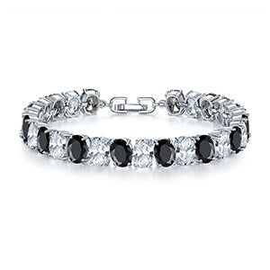Shiny Jewellery Black and White Oval Crystal Bracelet for Women Women's