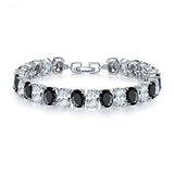 Shiny Jewellery Black and White Oval Crystal Bracelet for Women Women's