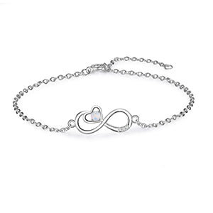Shiny Jewellery 925 Sterling Silver Opal Bracelets Endless Love Infinity Bracelets