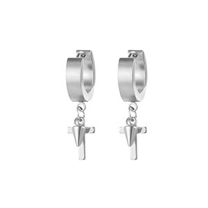 Shiny Jewellery Rock Punk Hiphop Cross Rivet Spike Pendant Hoop Alloy Earrings