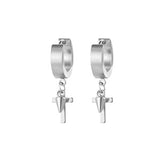 Shiny Jewellery Rock Punk Hiphop Cross Rivet Spike Pendant Hoop Alloy Earrings