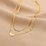 2 Layer Heart Shape Necklaces for Women Gold Chain Charm - Vico Rena