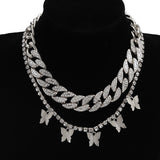Shiny Jewellery 2 Pc  stainless steel Butterfly Necklaces for Women