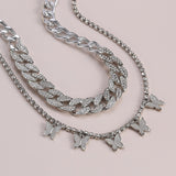 Shiny Jewellery 2 Pc  stainless steel Butterfly Necklaces for Women