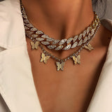 Shiny Jewellery 2 Pc  stainless steel Butterfly Necklaces for Women
