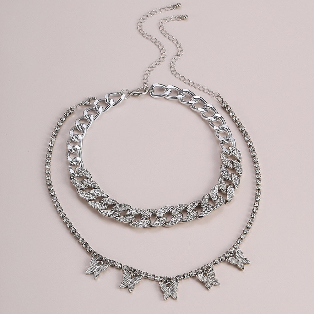 Shiny Jewellery 2 Pc  stainless steel Butterfly Necklaces for Women