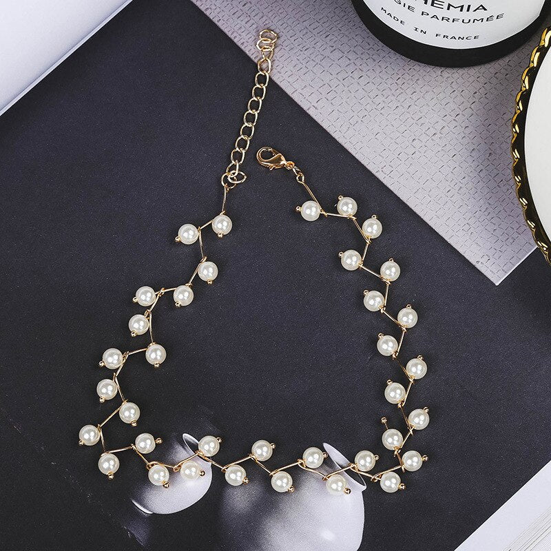 Wave Pearl Necklace Cute Double Chain Pendant Women Jewelry - Vico Rena