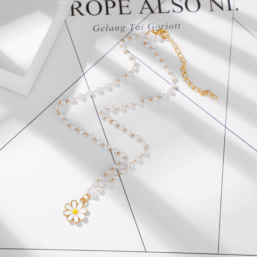 Wave Pearl Necklace Cute Double Chain Pendant Women Jewelry - Vico Rena