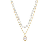 Wave Pearl Necklace Cute Double Chain Pendant Women Jewelry - Vico Rena