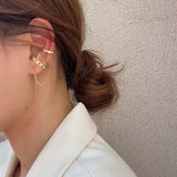 2Pcs/Set Chain Pattern Ear Clips No Piercing Gold Color - Vico Rena