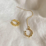 2Pcs/Set Chain Pattern Ear Clips No Piercing Gold Color - Vico Rena