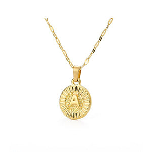 Shiny Jewellery A-Z initial Round Letter Pendant Necklace For Women Stainless Steel
