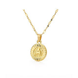 Shiny Jewellery A-Z initial Round Letter Pendant Necklace For Women Stainless Steel