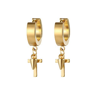 Shiny Jewellery Rock Punk Hiphop Cross Rivet Spike Pendant Hoop Alloy Earrings