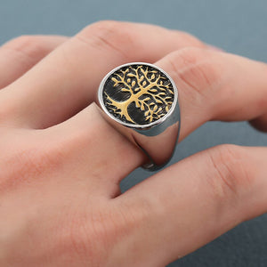 Tree Of Life Rings Gold Silver Color Hip hop Titanium Life Tree Ring - Vico Rena