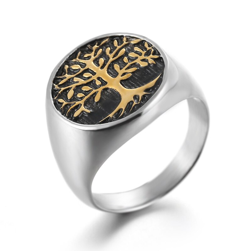 Tree Of Life Rings Gold Silver Color Hip hop Titanium Life Tree Ring - Vico Rena
