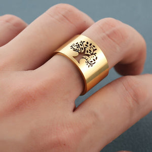 Tree of Life Rings For Women 14mm Wide Wisdom Tree - Vico Rena