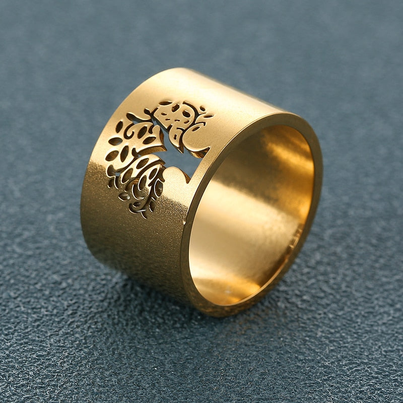 Tree of Life Rings For Women 14mm Wide Wisdom Tree - Vico Rena