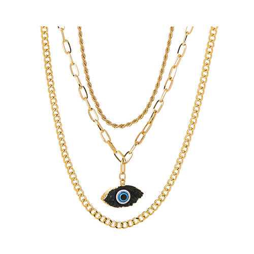 Shiny Jewellery Evil Eye Necklace Charm for Women Party Hip Hop Stainless Steel