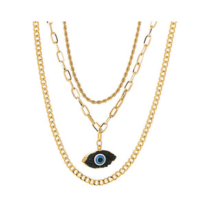 Shiny Jewellery Evil Eye Necklace Charm for Women Party Hip Hop Stainless Steel