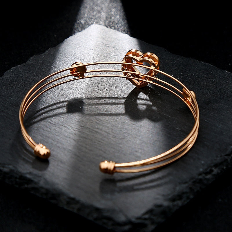Shiny Jewellery 5 Pcs/Necklace Sets Hollow Heart Jewelry Set Gold Color Crystal Crown