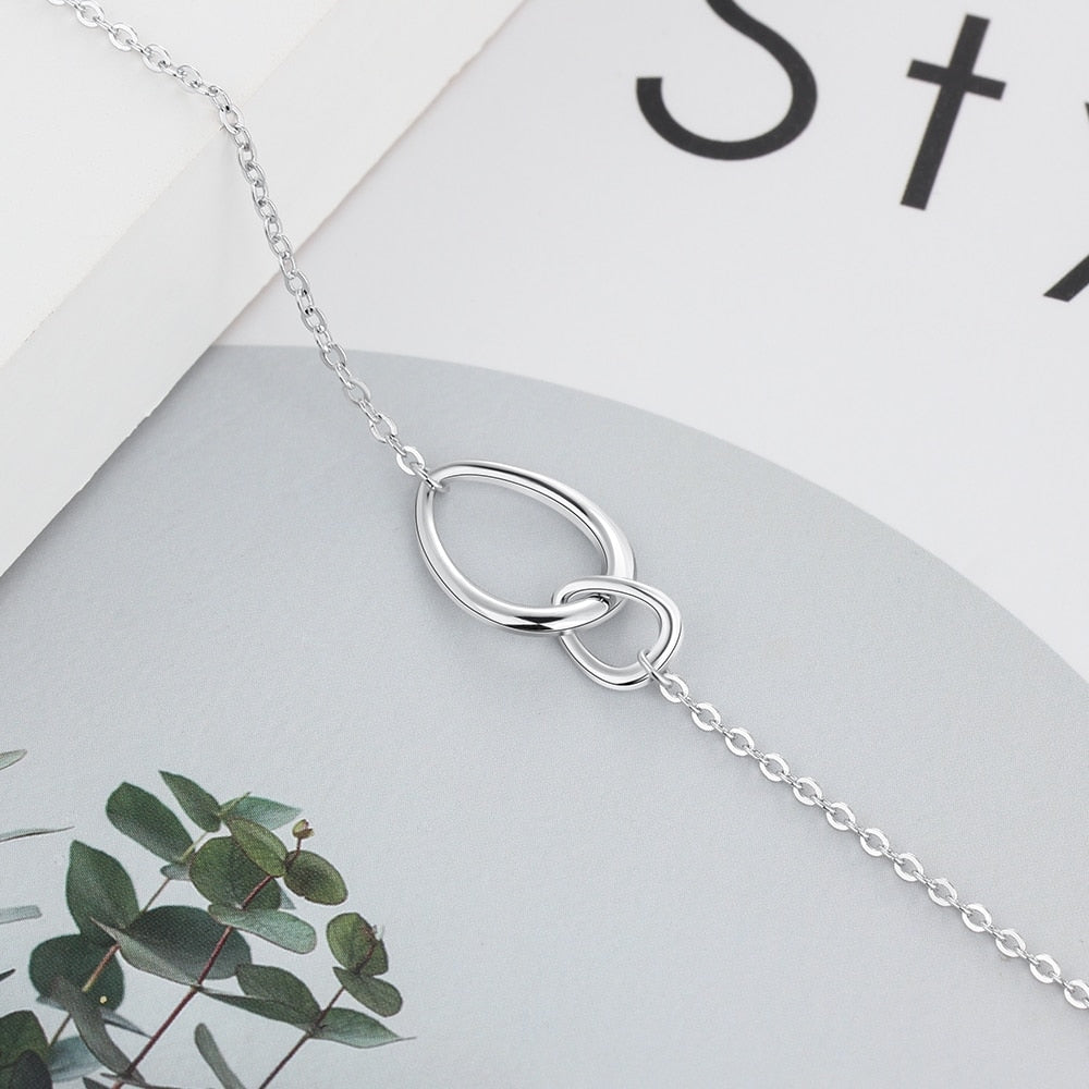 Shiny Jewellery 925 Sterling Silver Bracelet Interlocked Double Water Drop Bracelets