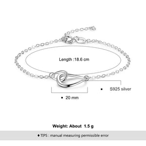 Shiny Jewellery 925 Sterling Silver Bracelet Interlocked Double Water Drop Bracelets