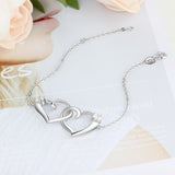 Shiny Jewellery 925 Sterling Silver Intertwined  Heart Bracelet Adjustable Chain