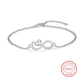 Shiny Jewellery 925 Sterling Silver Opal Bracelets Endless Love Infinity Bracelets