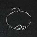 Shiny Jewellery 925 Sterling Silver White Opal Bracelets for Women Double Heart Bracelets