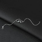 Shiny Jewellery 925 Sterling Silver White Opal Bracelets for Women Double Heart Bracelets