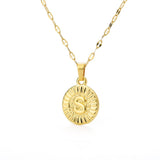 Shiny Jewellery A-Z initial Round Letter Pendant Necklace For Women Stainless Steel