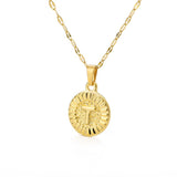 Shiny Jewellery A-Z initial Round Letter Pendant Necklace For Women Stainless Steel