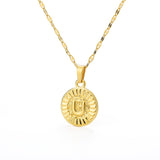 Shiny Jewellery A-Z initial Round Letter Pendant Necklace For Women Stainless Steel