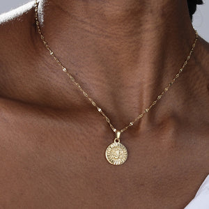 Shiny Jewellery A-Z initial Round Letter Pendant Necklace For Women Stainless Steel
