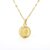 Shiny Jewellery A-Z initial Round Letter Pendant Necklace For Women Stainless Steel