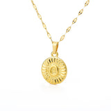 Shiny Jewellery A-Z initial Round Letter Pendant Necklace For Women Stainless Steel