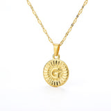 Shiny Jewellery A-Z initial Round Letter Pendant Necklace For Women Stainless Steel