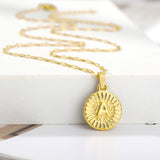 Shiny Jewellery A-Z initial Round Letter Pendant Necklace For Women Stainless Steel