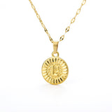 Shiny Jewellery A-Z initial Round Letter Pendant Necklace For Women Stainless Steel
