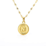 Shiny Jewellery A-Z initial Round Letter Pendant Necklace For Women Stainless Steel
