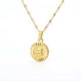 Shiny Jewellery A-Z initial Round Letter Pendant Necklace For Women Stainless Steel