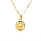 Shiny Jewellery A-Z initial Round Letter Pendant Necklace For Women Stainless Steel